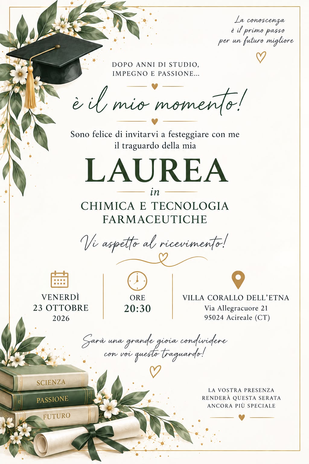 Invito di laurea in Chimica e Tecnologia Farmaceutiche